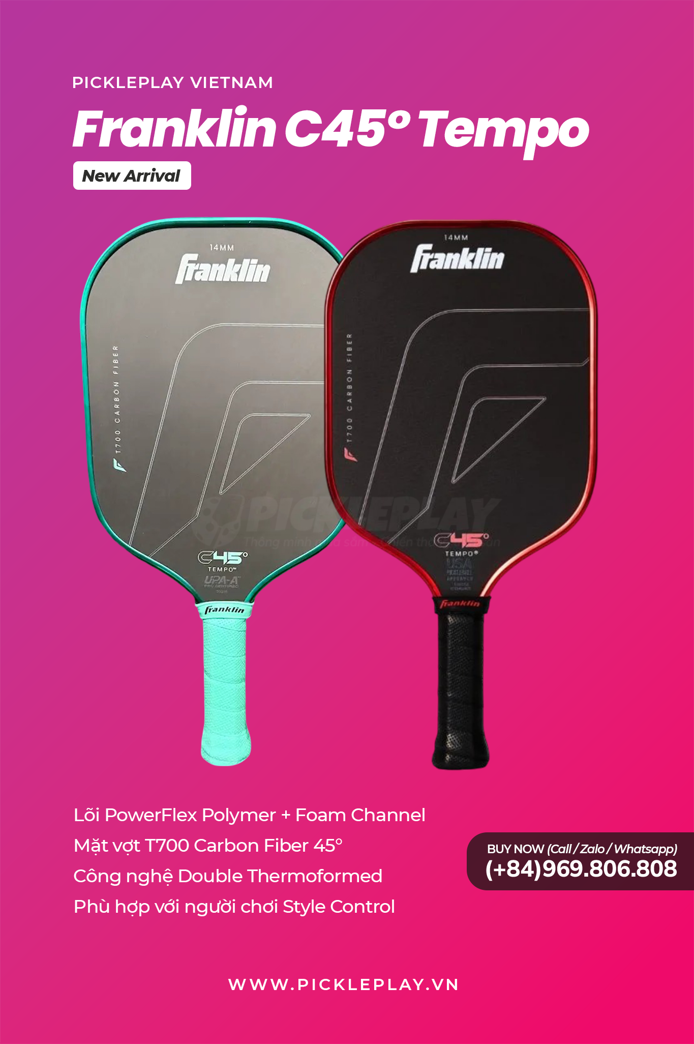 Đánh Giá Chi Tiết Vợt Pickleball Franklin C45° Tempo – Cây Vợt Tối Ưu Cho Người Chơi Đam Mê Sức Mạnh Và Kiểm Soát