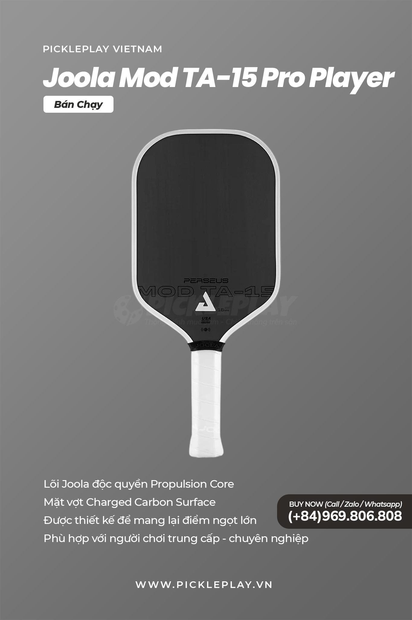 ๐พ ฤรกnh Giรก Chi Tiแบฟt Vแปฃt Pickleball Joola Perseus 16mm Mod TA-15 โ Pro Player Edition
