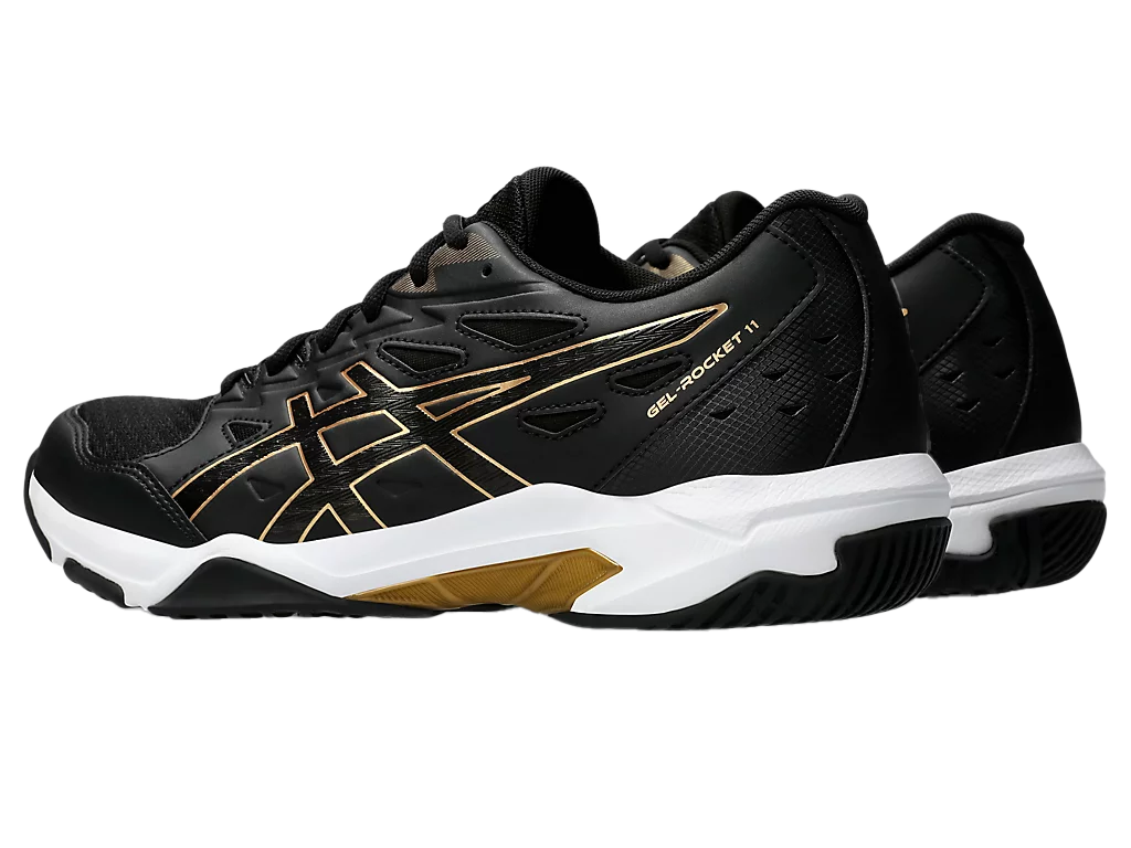 Asics Gel Pickleball Shoes - Rocket 11 Black / Pure Gold (For Men)
