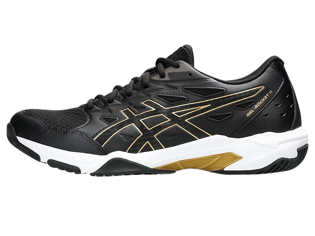 Asics Gel Pickleball Shoes - Rocket 11 Black / Pure Gold (For Men)