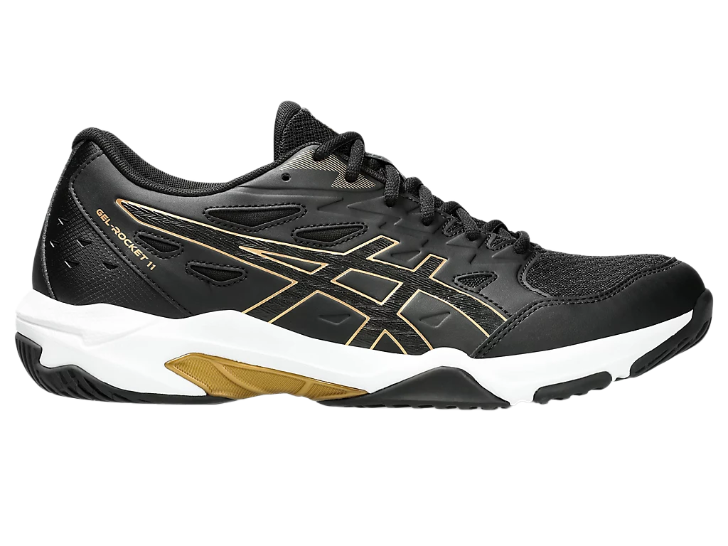 Asics Gel Pickleball Shoes - Rocket 11 Black / Pure Gold (For Men)