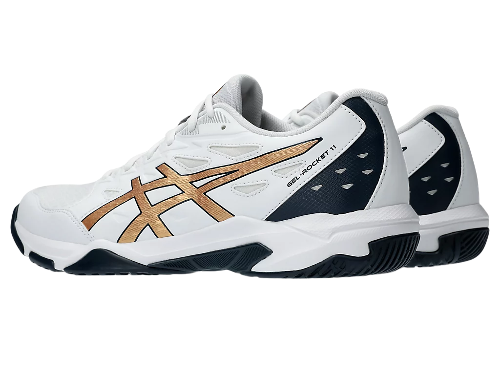Giày Pickleball Asics Gel - Rocket 11 White / Pure Gold (Cho Nam)