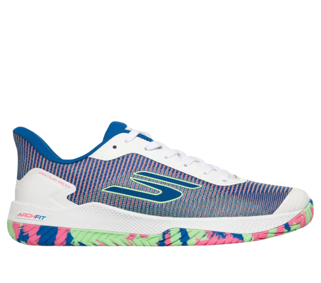 Sketcher GO Pickleball Viper Court Pro 2.0 Pickleball Shoes (Light Blue Pink)