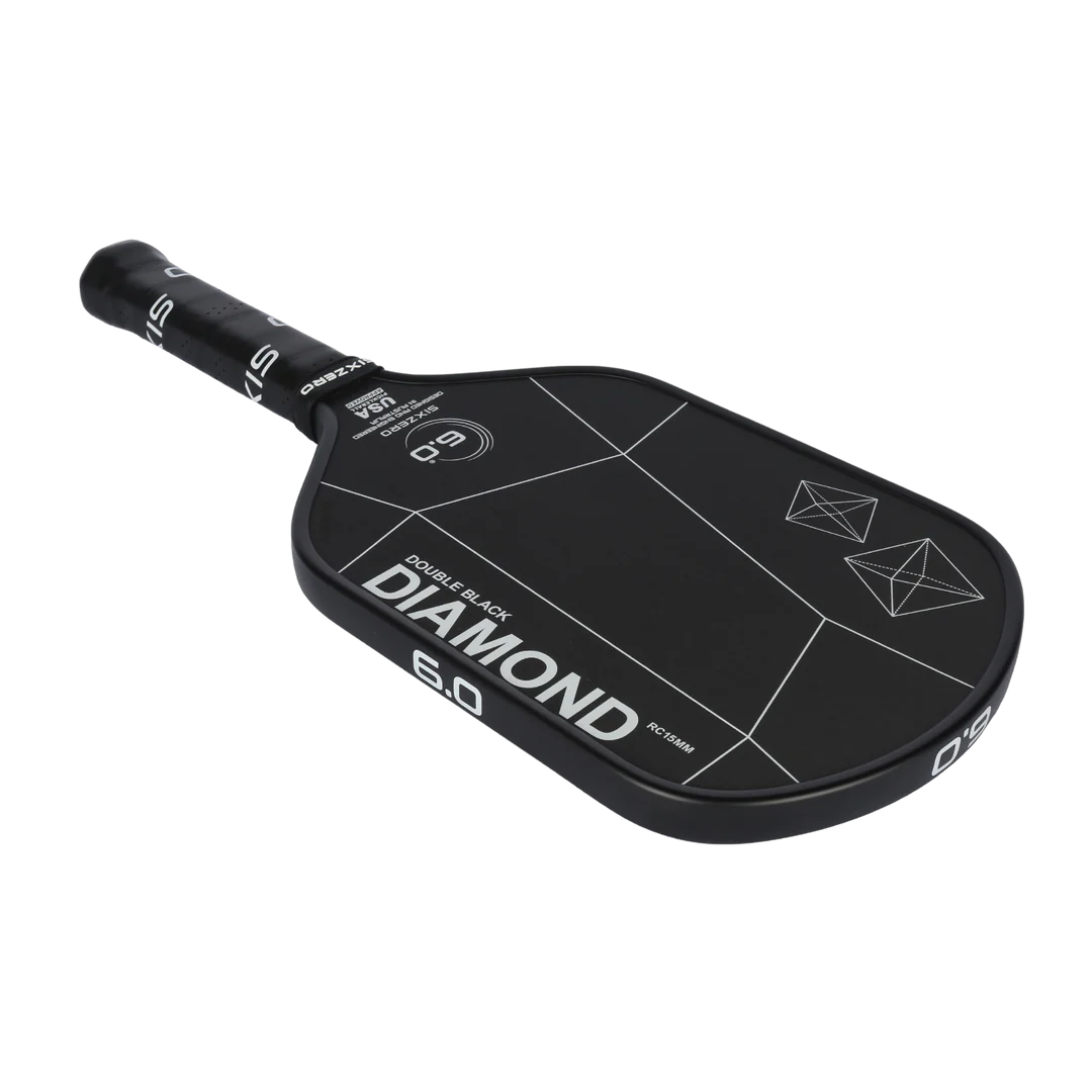 Pickleball Six Zero Double Black Diamond Control Racket - 15 mm Elongated
