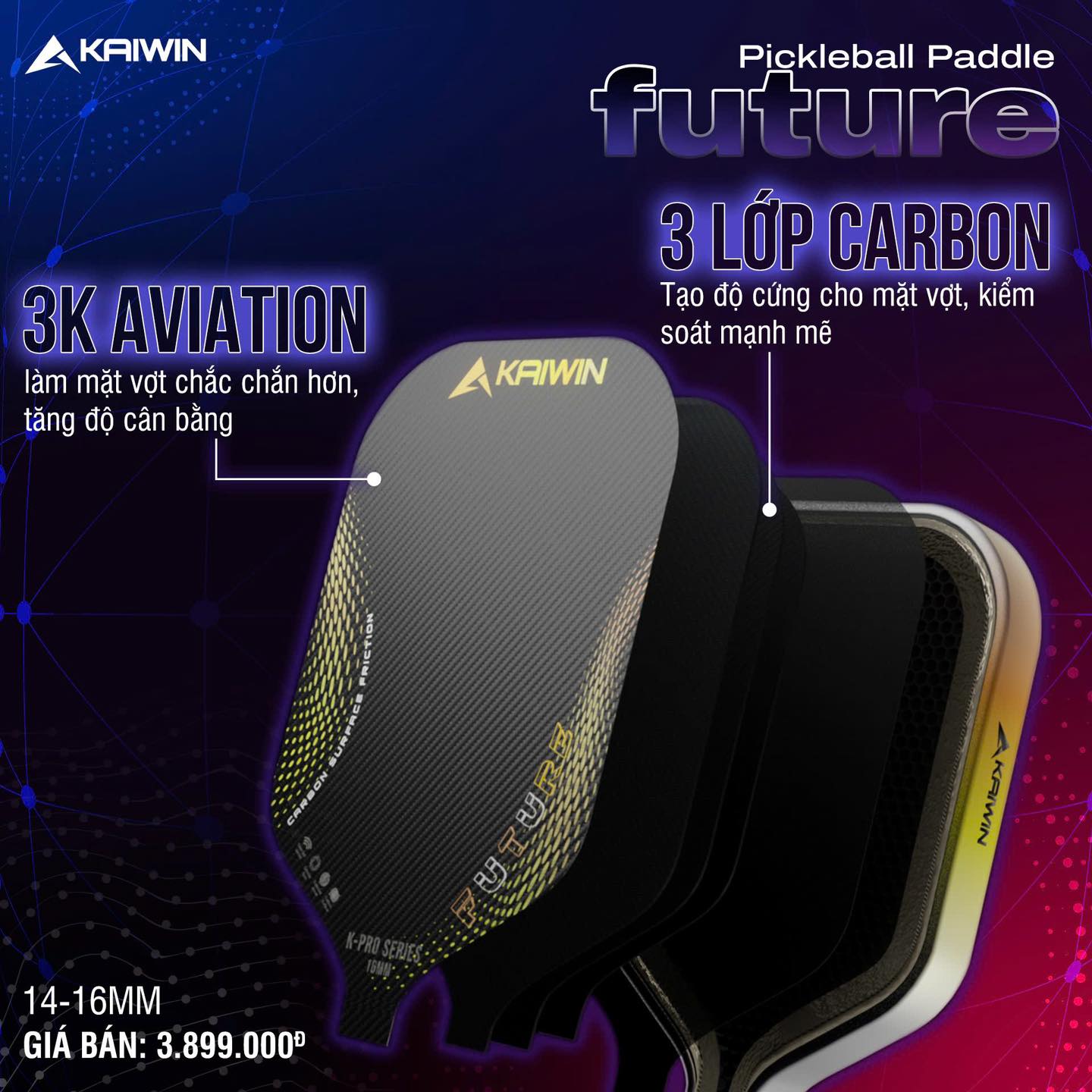 Vợt Pickleball Kaiwin K-Pro Series Future