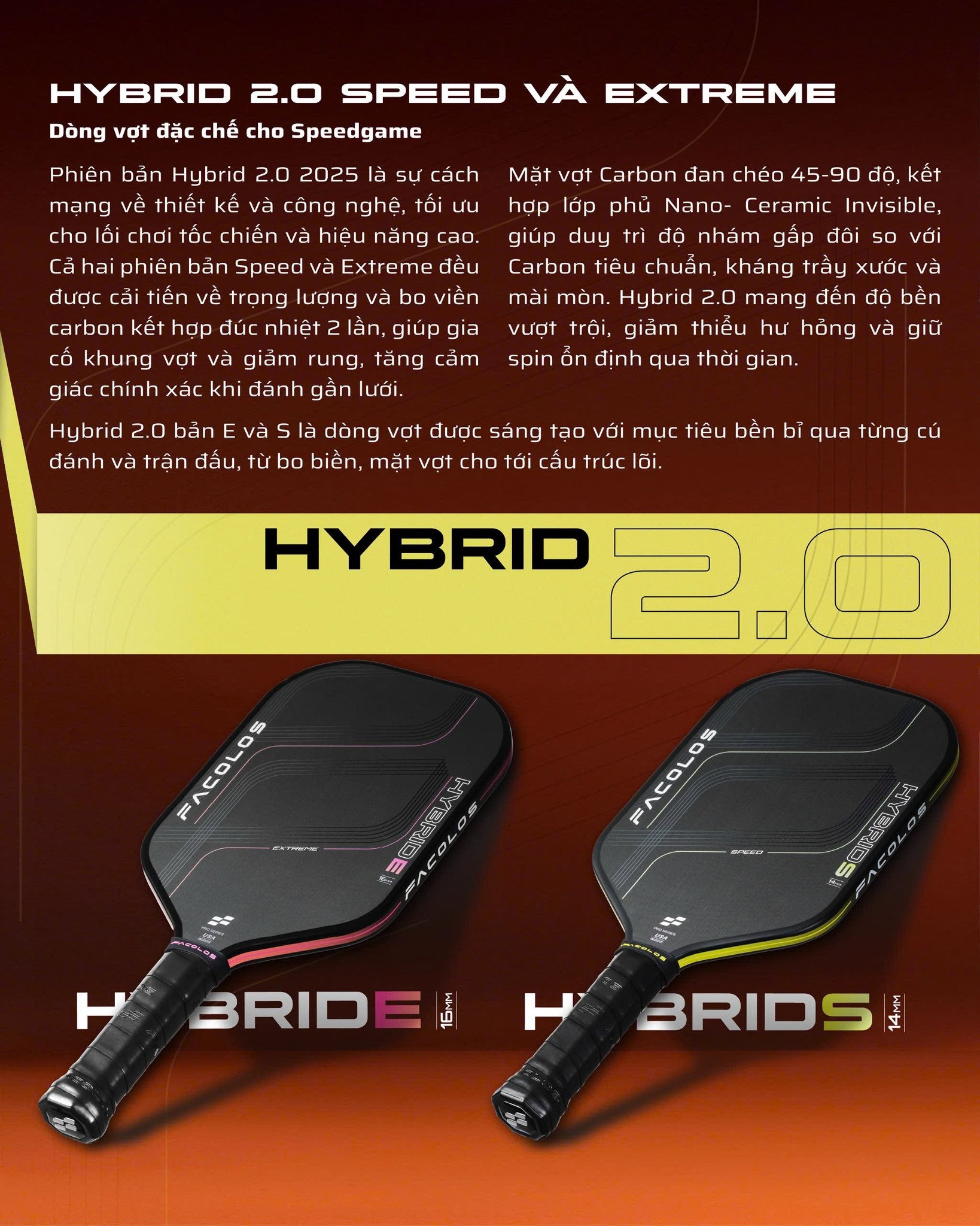 Vợt Pickleball Facolos Pro Series - Hybrid 2.0