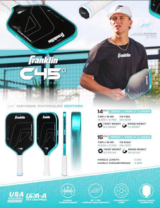 Vợt Pickleball Franklin C45° Hayden Patrinquin Edition