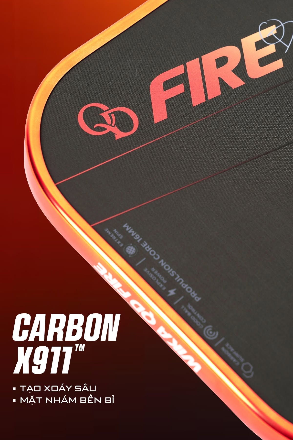 Wika Sports Quang Duong Fire Metallic Edition Pickleball Paddle