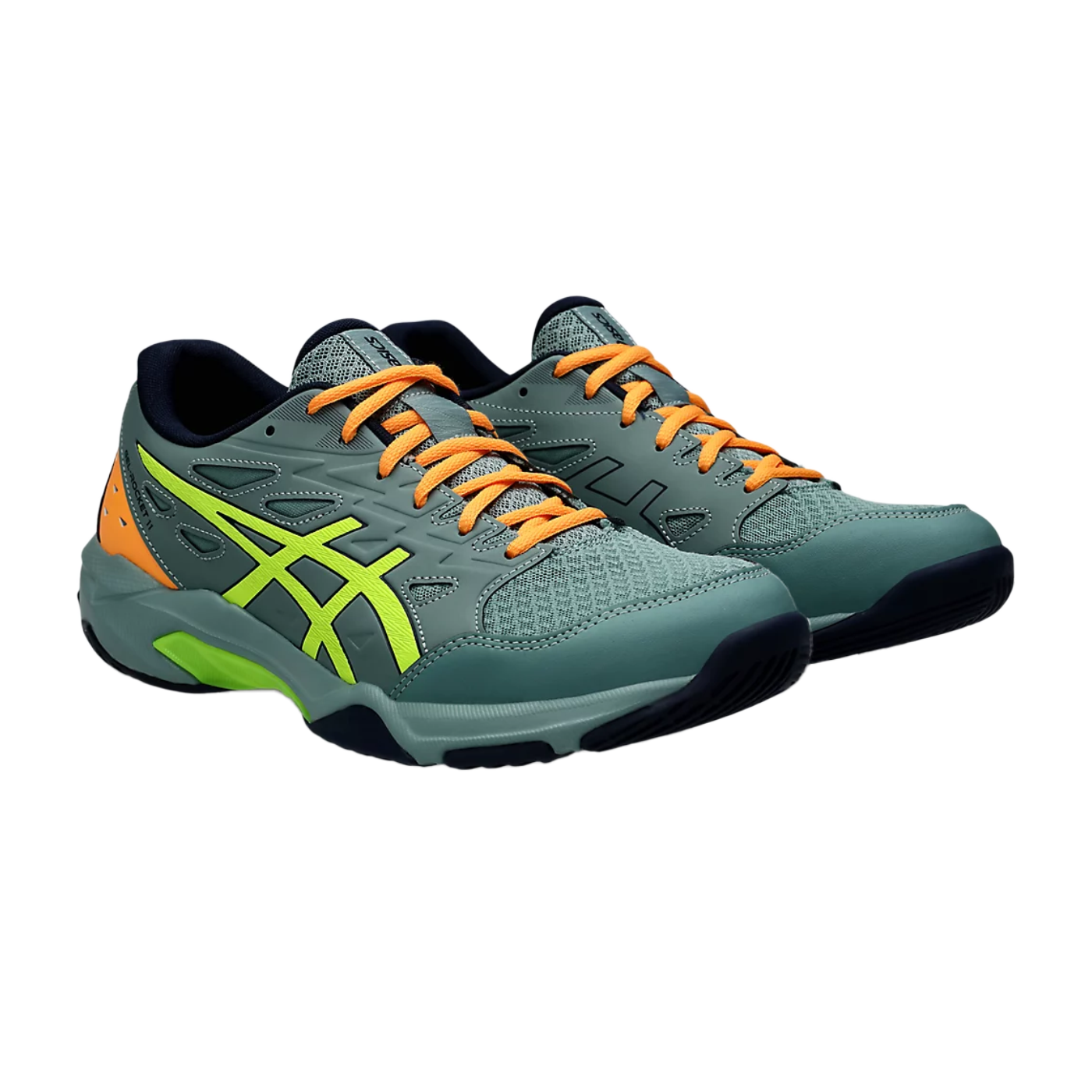 Asics Gel Pickleball Shoes - Rocket 11 Celadon / Safety Yellow (For Men)