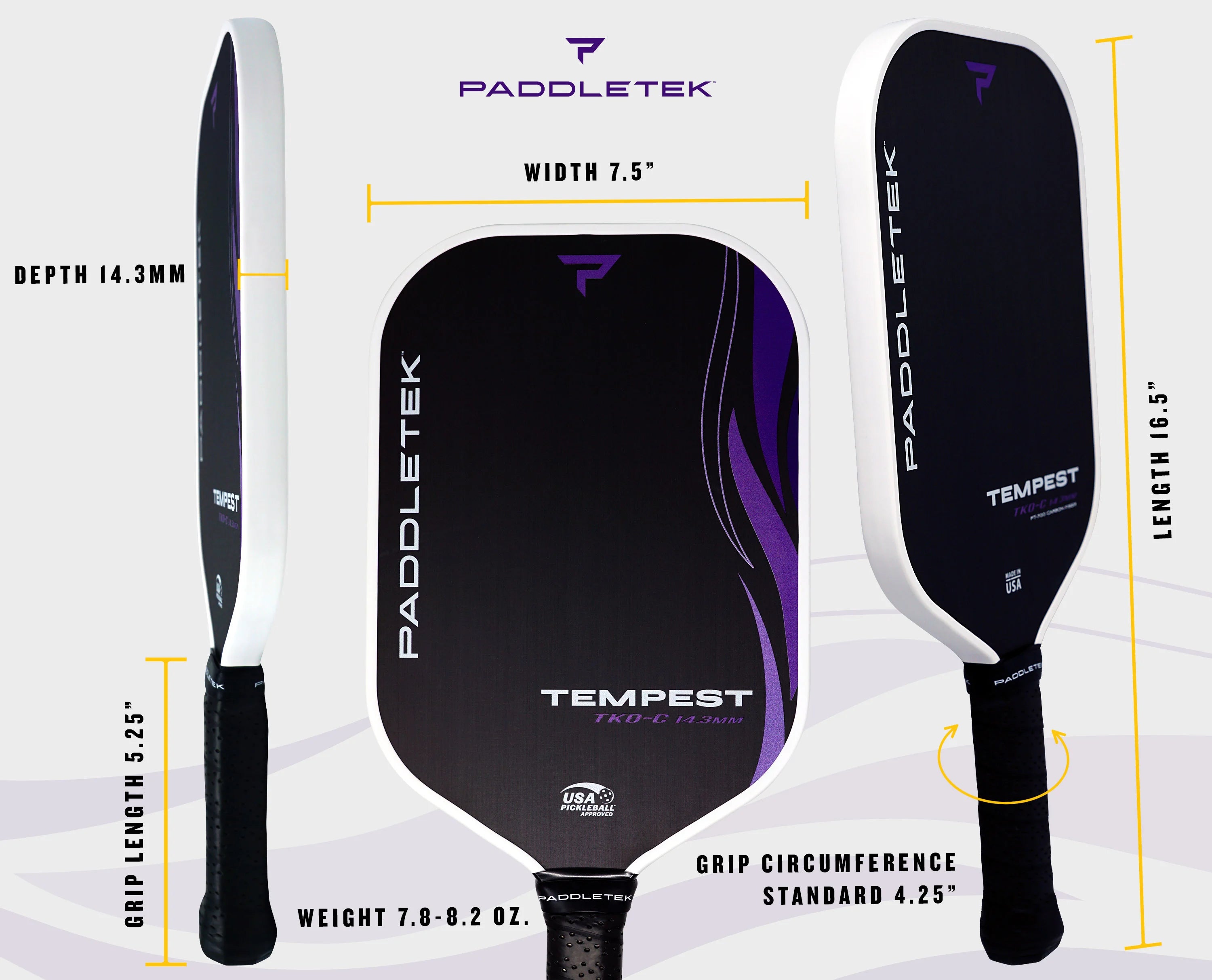 Pickleball racket Paddletek Tempest TKO-C 14.3