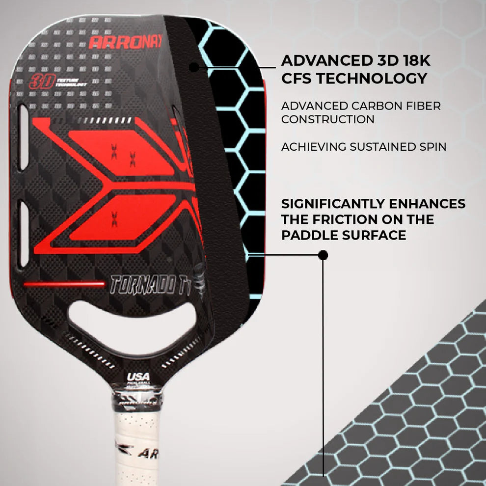Arronax Tornado T1 Thermoforming 18K Carbon Fiber Pickleball Racket