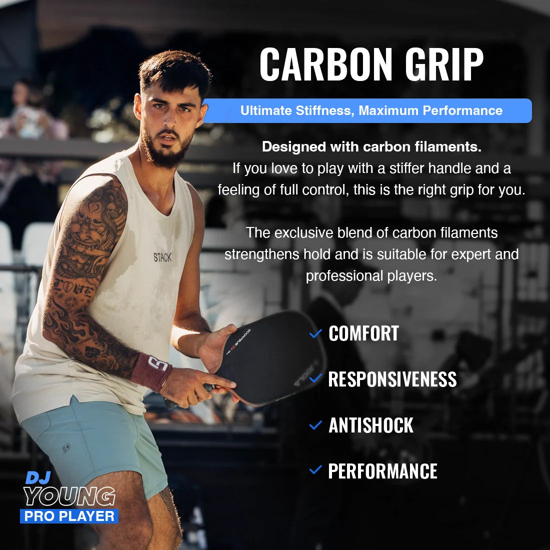 Hesacore Carbon Grip Pickleball Blade