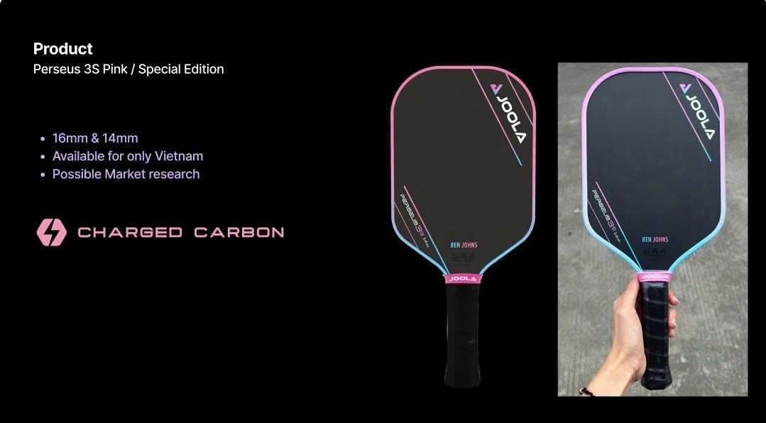 Joola Ben Johns Perseus 3S Pickleball Racket - Pink Edition