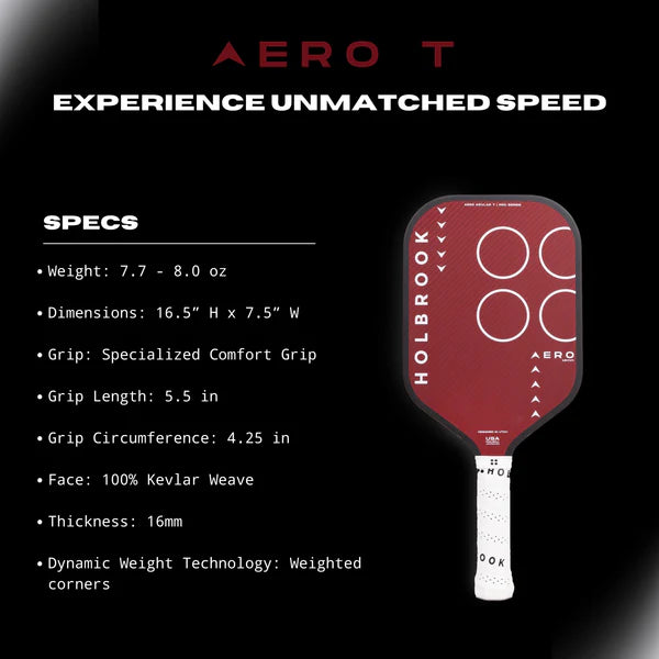 Holbrook Pro Pickleball Racket - Aero Kevlar T 16mm