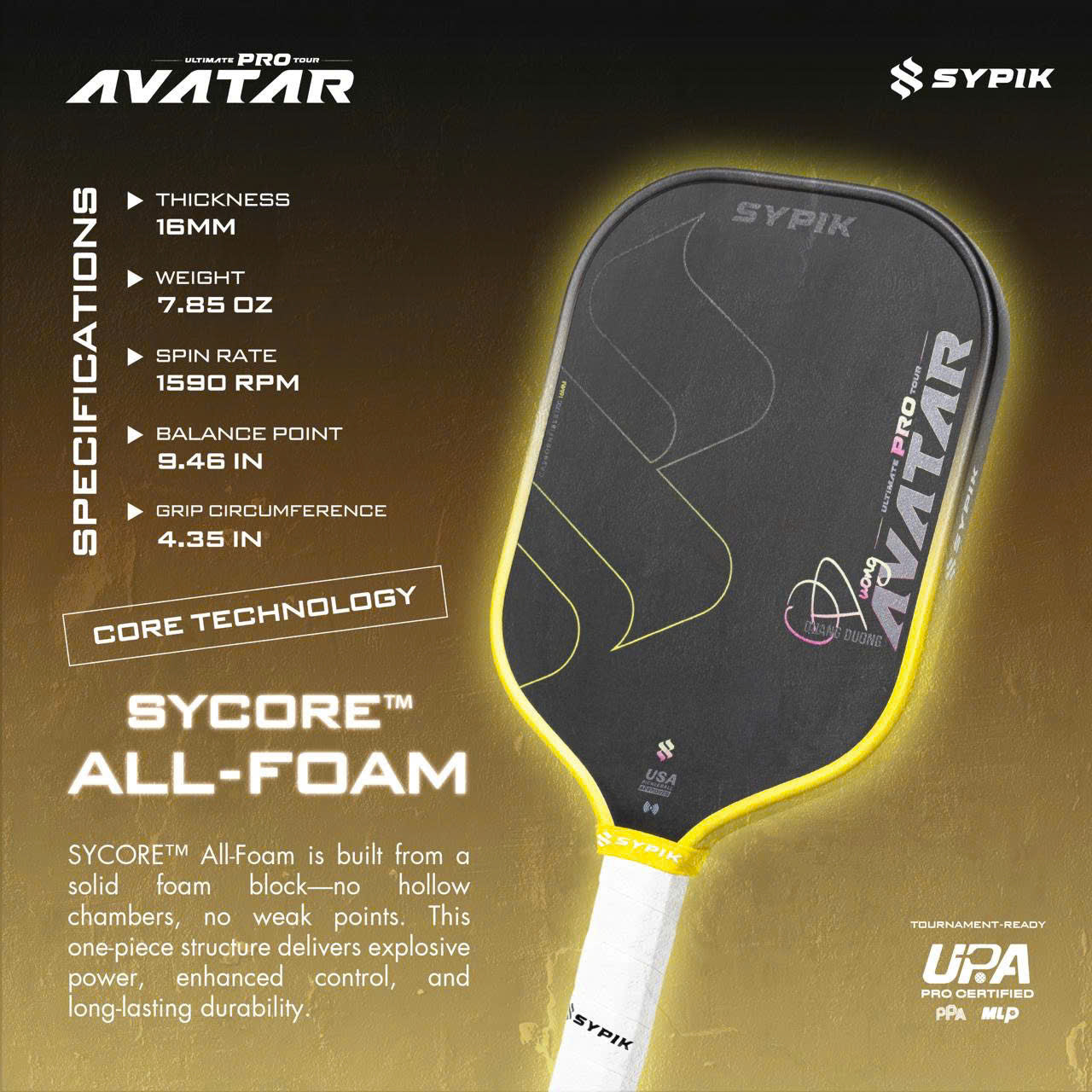 Sypik Avatar Ultimate Pro Tour Pickleball Racket