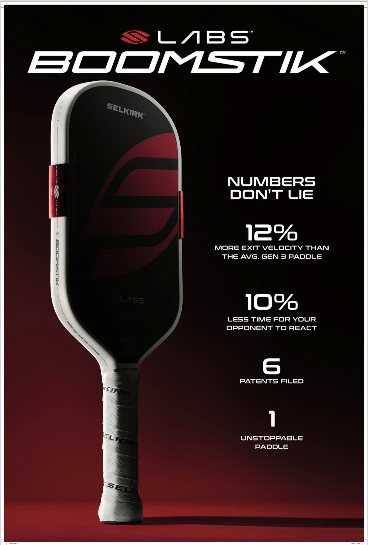 Selkirk LABS Boomstik Elongated Pickleball Racket