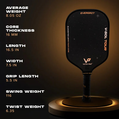Vợt Pickleball Vatic Pro V-Sol Tour EverGrit Elongated