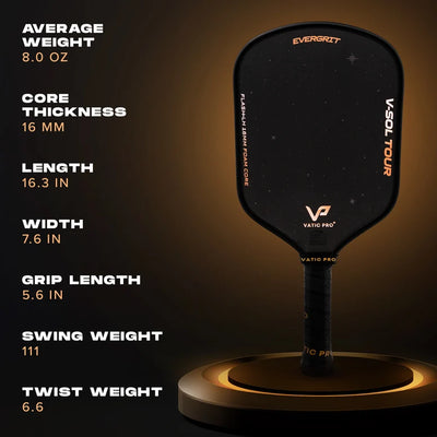 Vợt Pickleball Vatic Pro V-Sol Tour EverGrit Flash