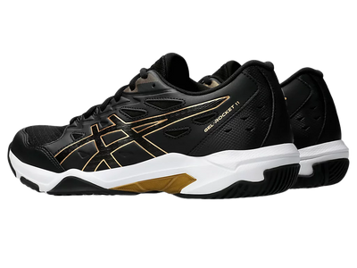 Asics Gel Pickleball Shoes - Rocket 11 Black / Pure Gold (For Men)