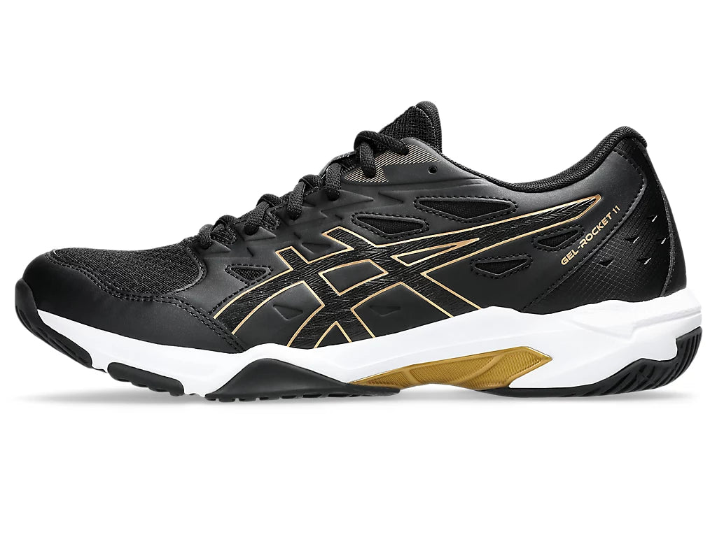 Giày Pickleball Asics Gel - Rocket 11 Black / Pure Gold (Cho Nam)