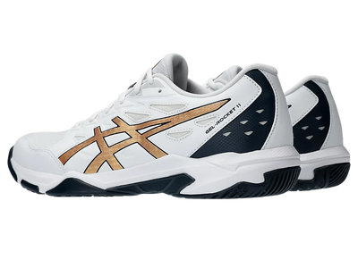 Giày Pickleball Asics Gel - Rocket 11 White / Pure Gold (Cho Nam)