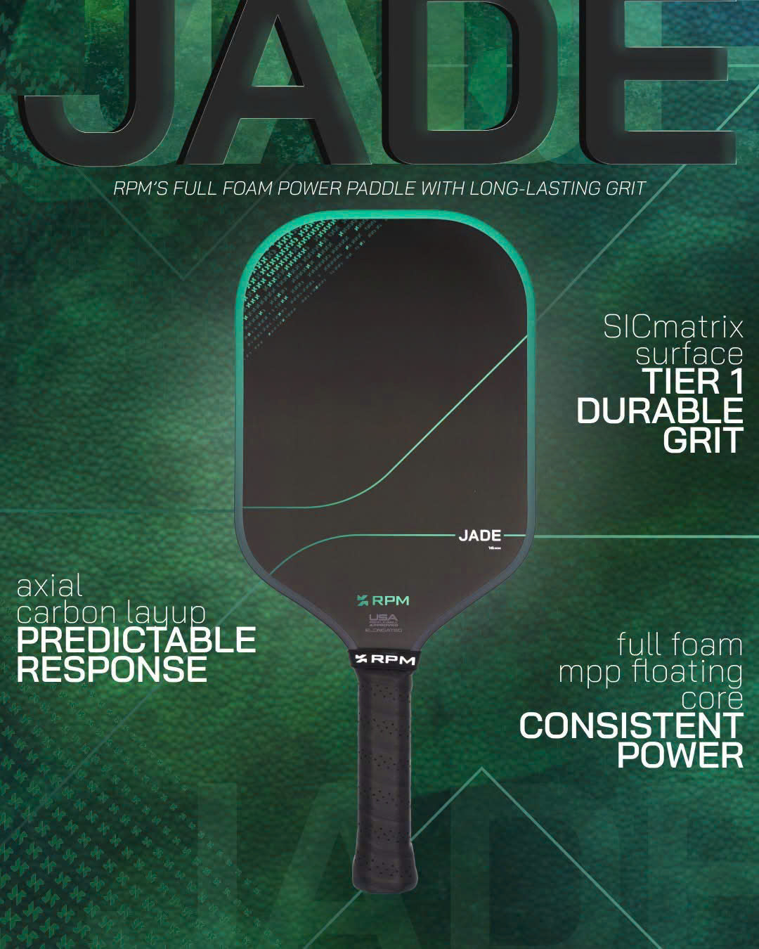 RPM Jade 16mm Pickleball Paddle
