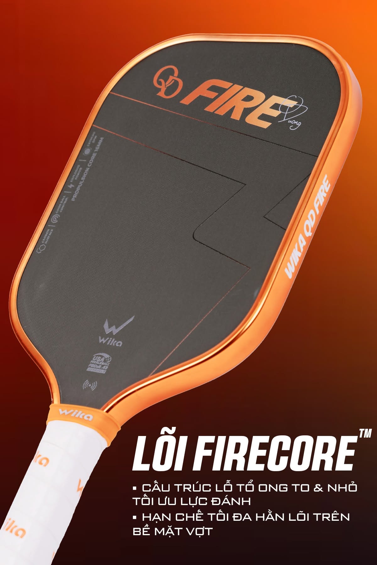 Wika Sports Quang Duong Fire Metallic Edition Pickleball Paddle