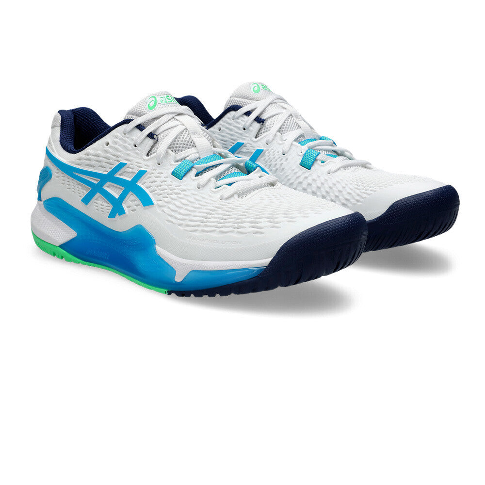 Giày Pickleball Gel - Resolution 9 White / Digital Aqua (Cho Nam)