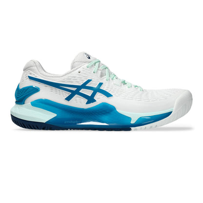 Giày Pickleball Gel-Resolution 9 White / Teal Blue (Cho Nữ)