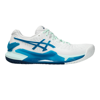 Giày Pickleball Gel-Resolution 9 White / Teal Blue (Cho Nữ)
