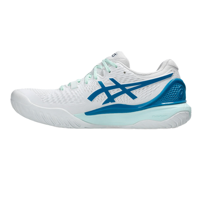 Giày Pickleball Gel-Resolution 9 White / Teal Blue (Cho Nữ)
