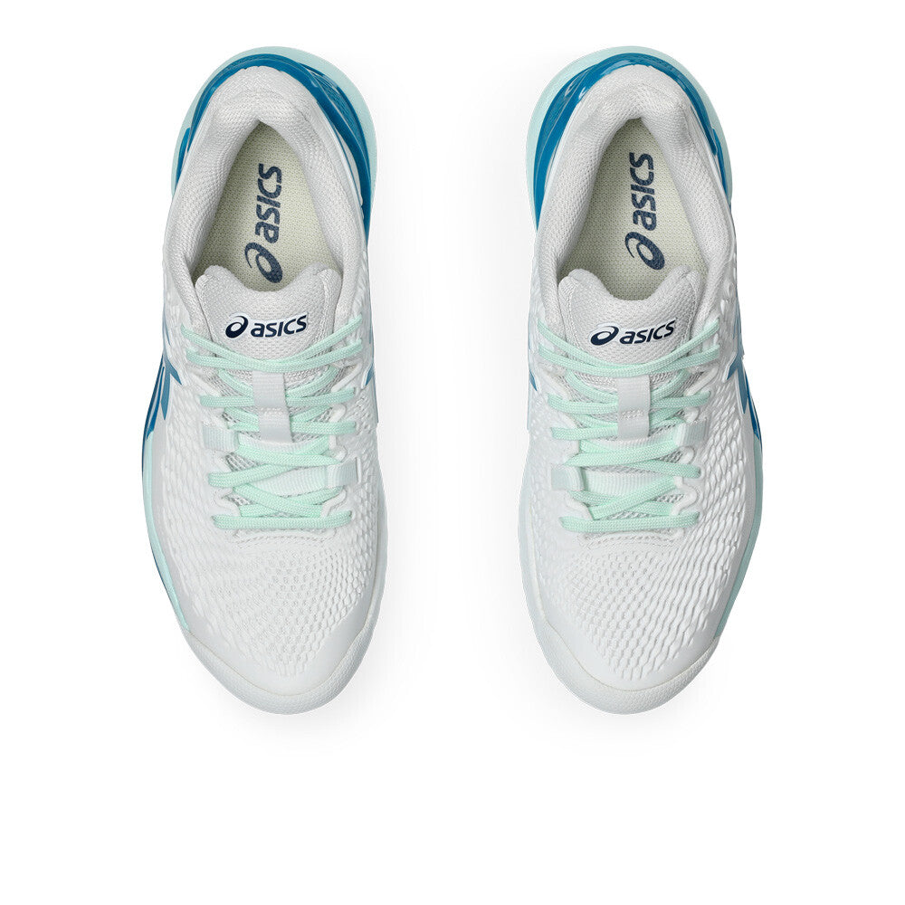 Giày Pickleball Gel-Resolution 9 White / Teal Blue (Cho Nữ)