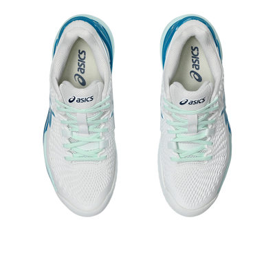 Giày Pickleball Gel-Resolution 9 White / Teal Blue (Cho Nữ)