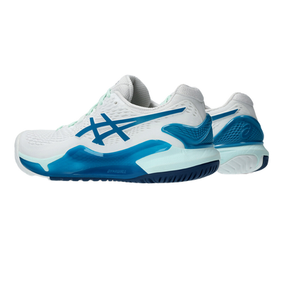 Giày Pickleball Gel-Resolution 9 White / Teal Blue (Cho Nữ)