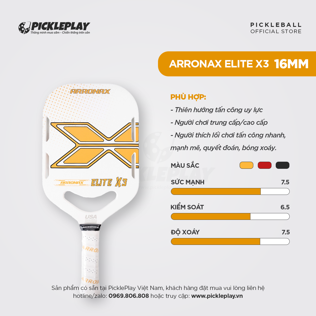 Vợt Pickleball Arronax Elite X3