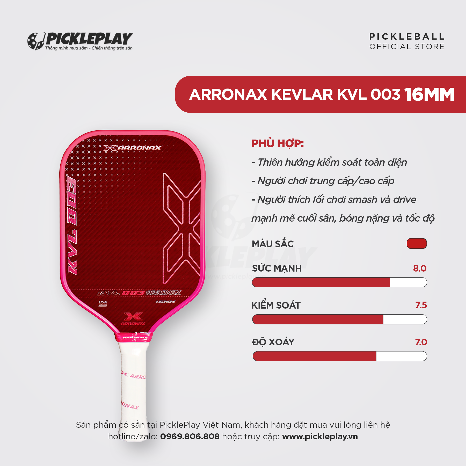 Vợt Pickleball Arronax Kevlar KVL 003