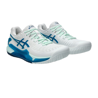 Giày Pickleball Gel-Resolution 9 White / Teal Blue (Cho Nữ)
