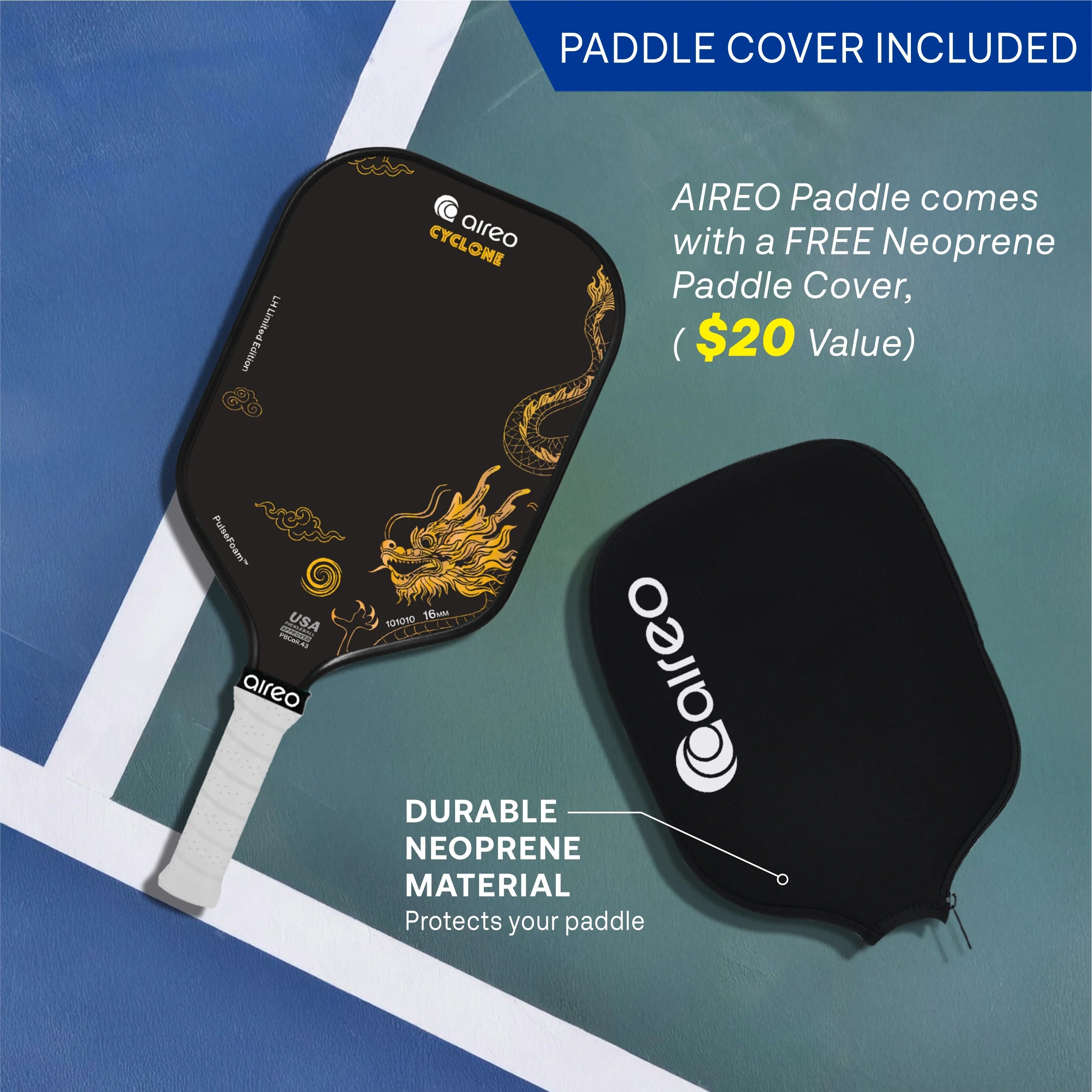Vợt Pickleball AIREO Cyclone LH Dragon Limited Edition