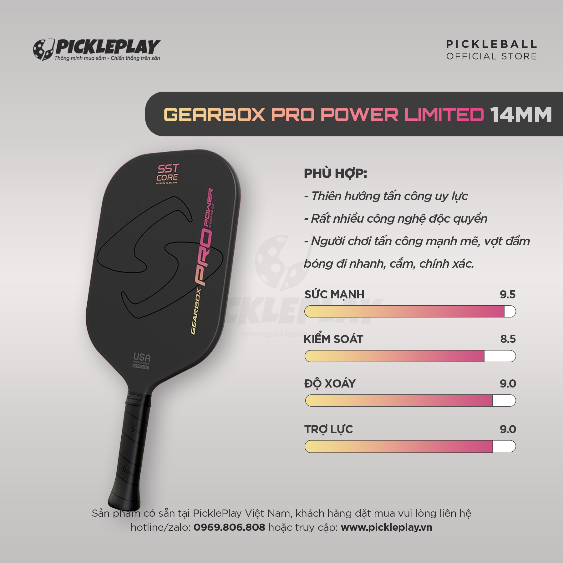 Vợt Pickleball Gearbox Pro Power Elongated (Limited Edition)