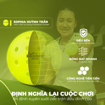 Bóng Pickleball thi đấu Pickleball Zocker ZB48 (48 lỗ)