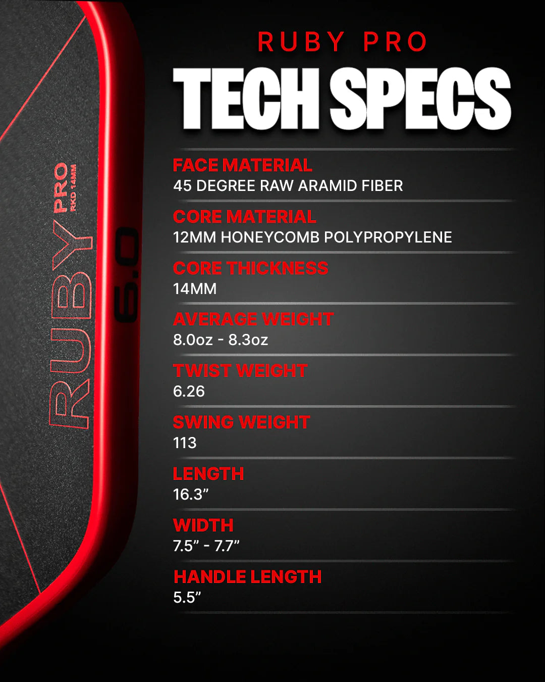 Vợt Pickleball Six Zero Ruby Pro