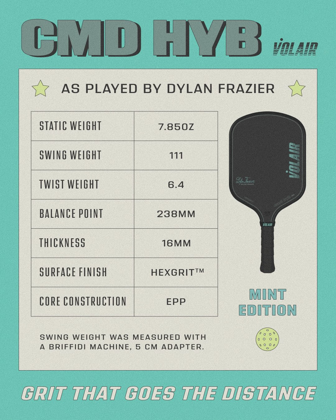 Vợt Pickleball Volair CMD HYB Dylan Frazier Signature 16mm