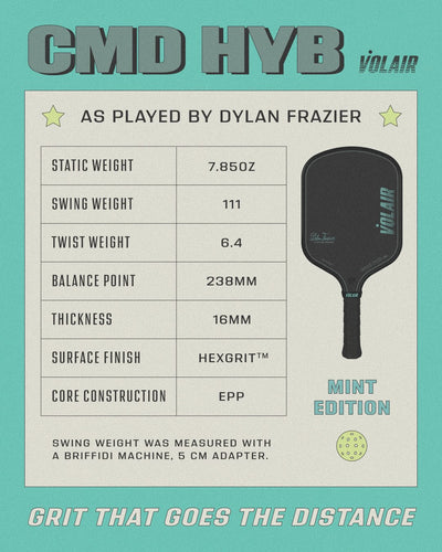 Vợt Pickleball Volair CMD HYB Dylan Frazier Signature 16mm