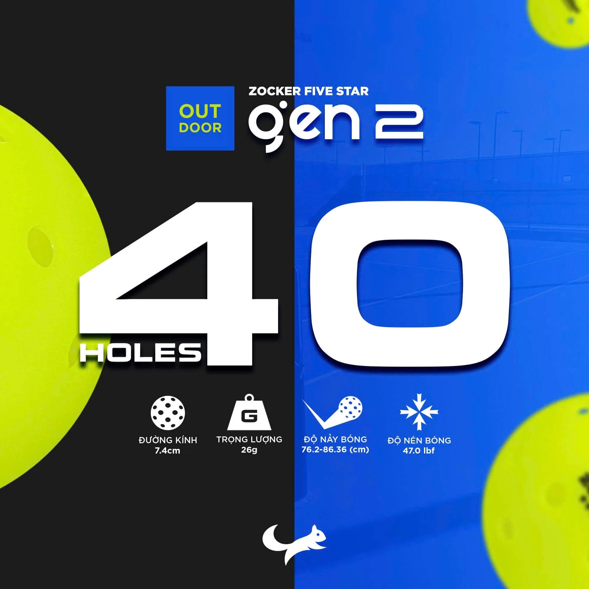 Bóng Pickleball thi đấu Zocker Five Star Gen 2