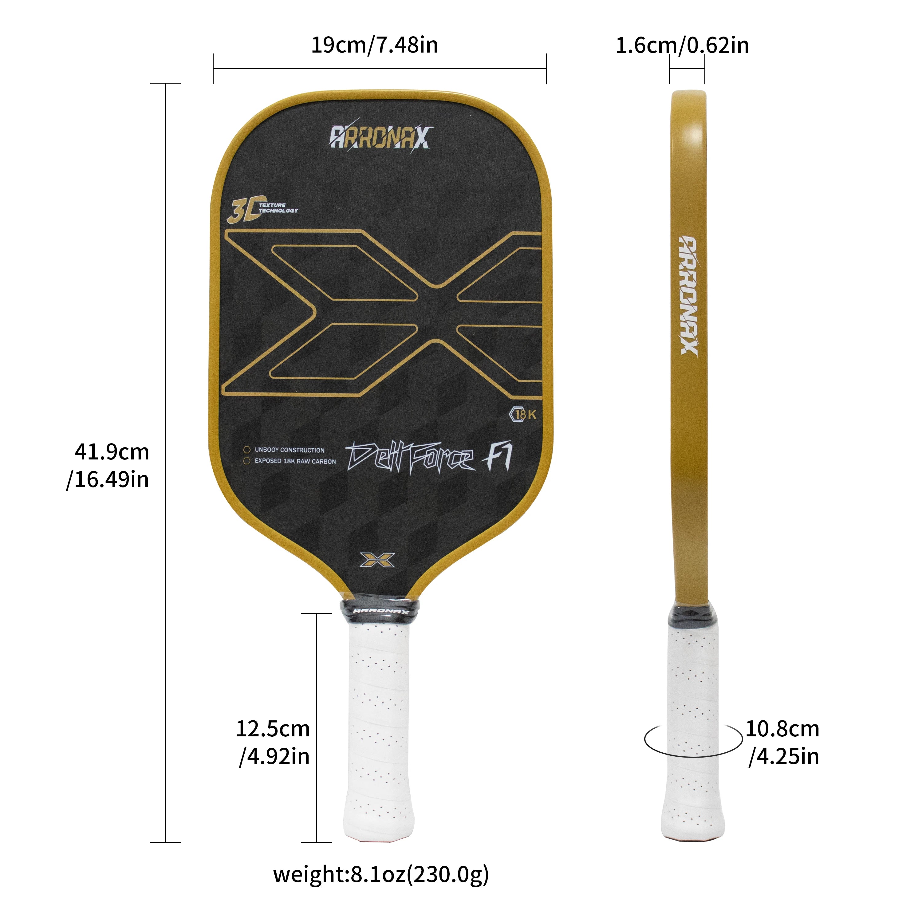 Vợt Pickleball Arronax Dellforce F1 18K Carbon Fiber