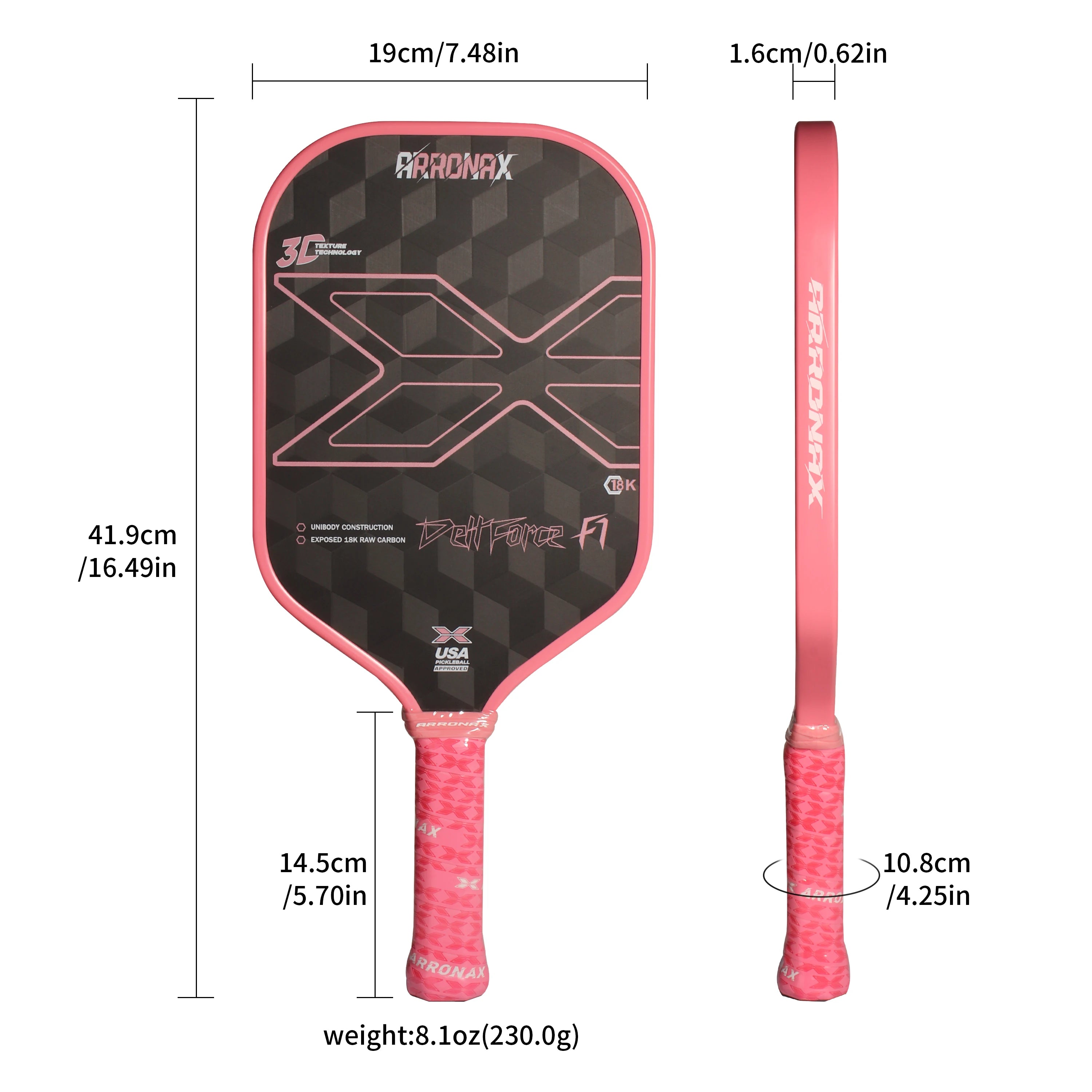 Vợt Pickleball Arronax Dellforce F1 18K Carbon Fiber