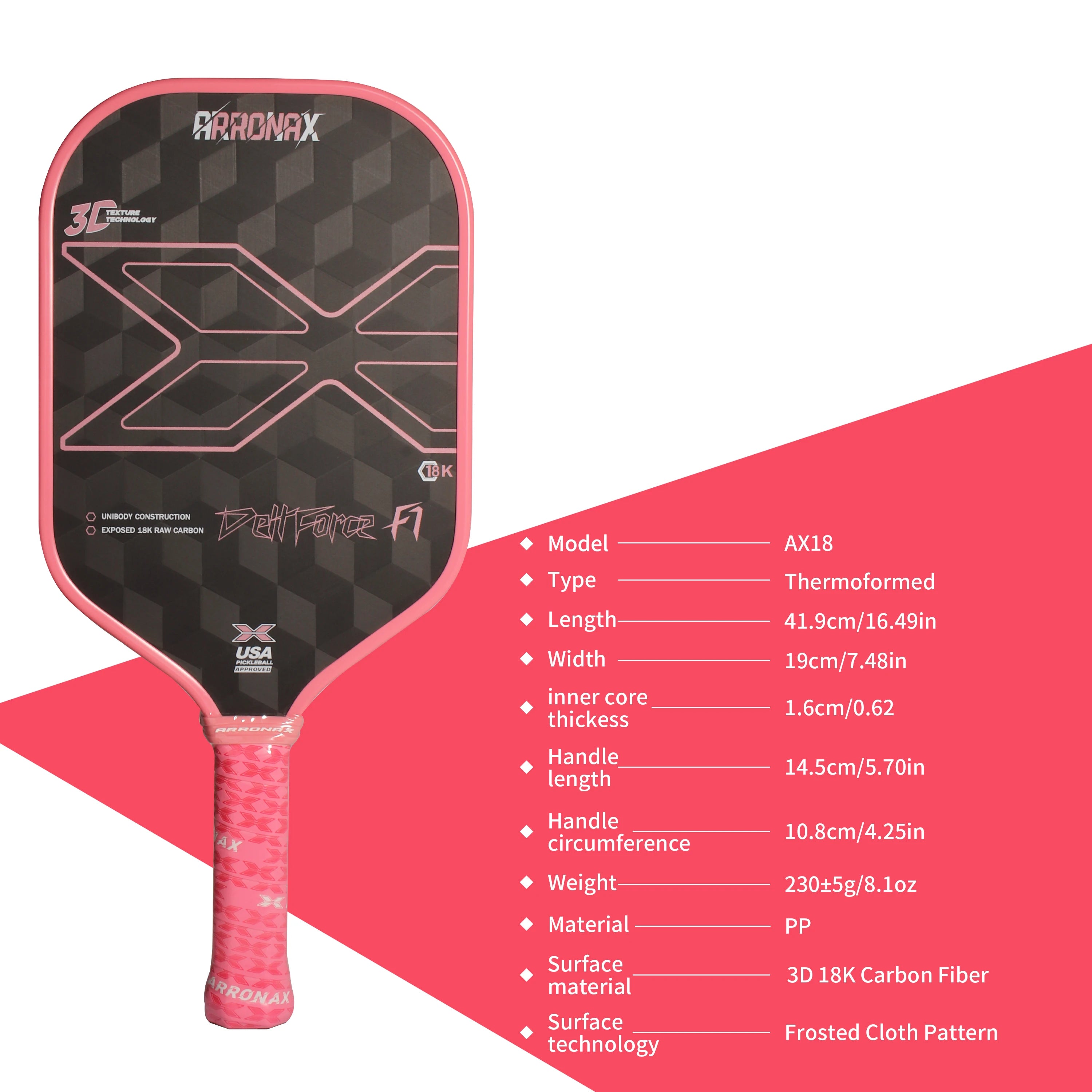 Vợt Pickleball Arronax Dellforce F1 18K Carbon Fiber